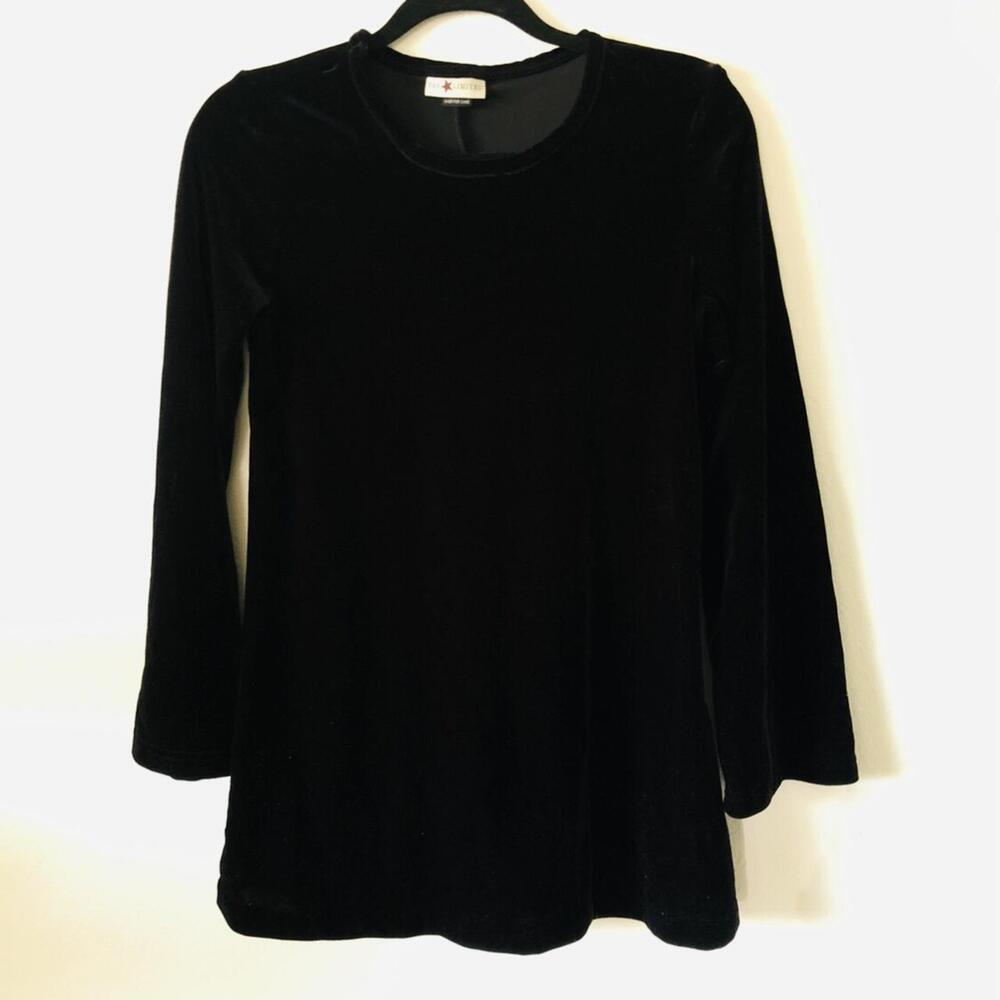 The Limited Black Velvet Tunic Top Long Sleeve Size 16